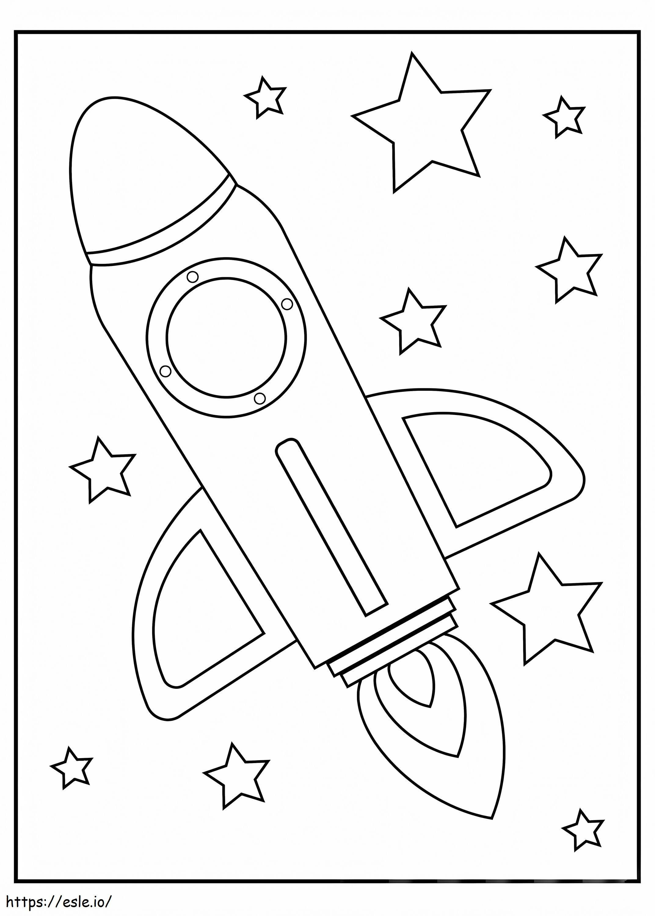 宇宙船と星 1 ぬりえ - 塗り絵