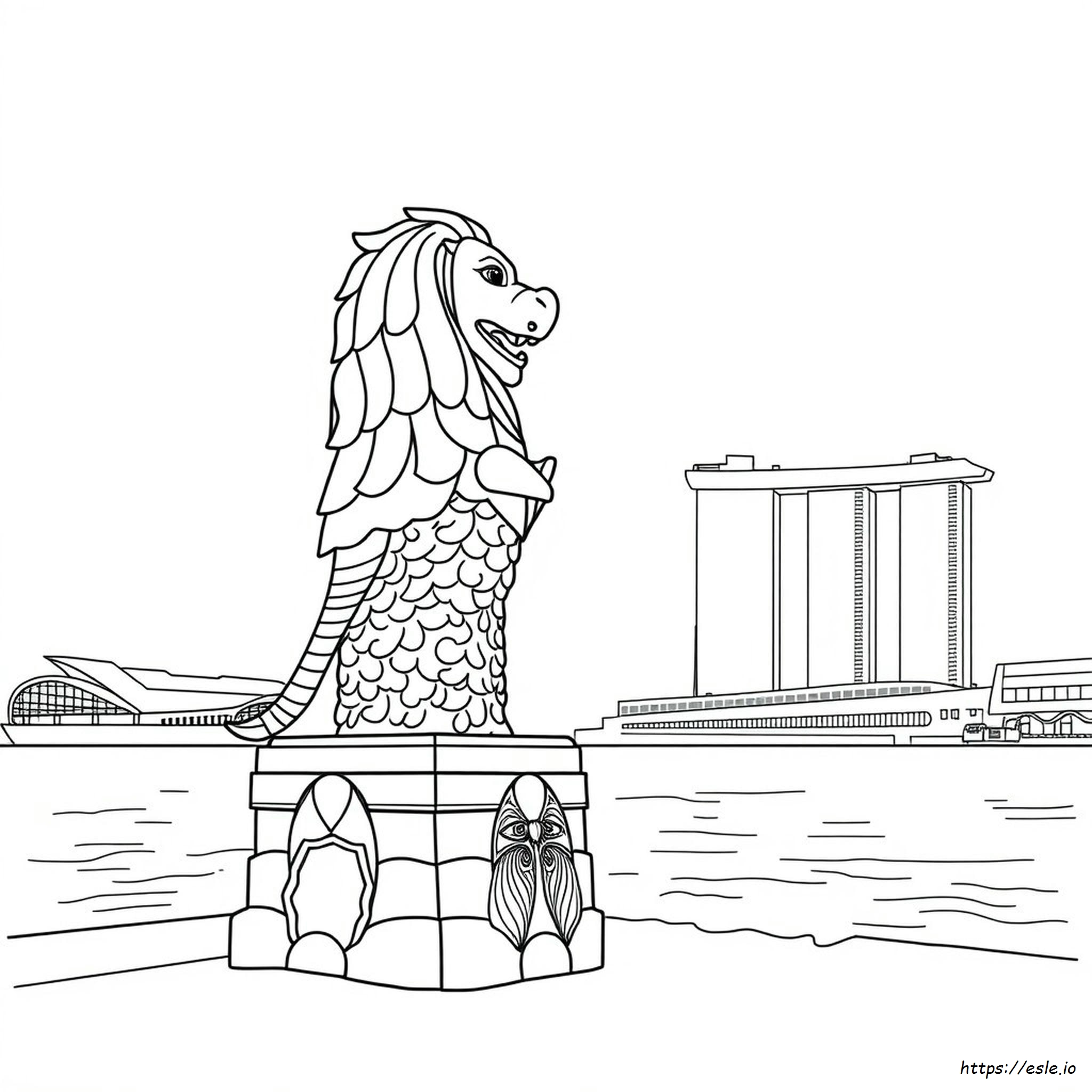 Merlion De Singapur Para Colorear