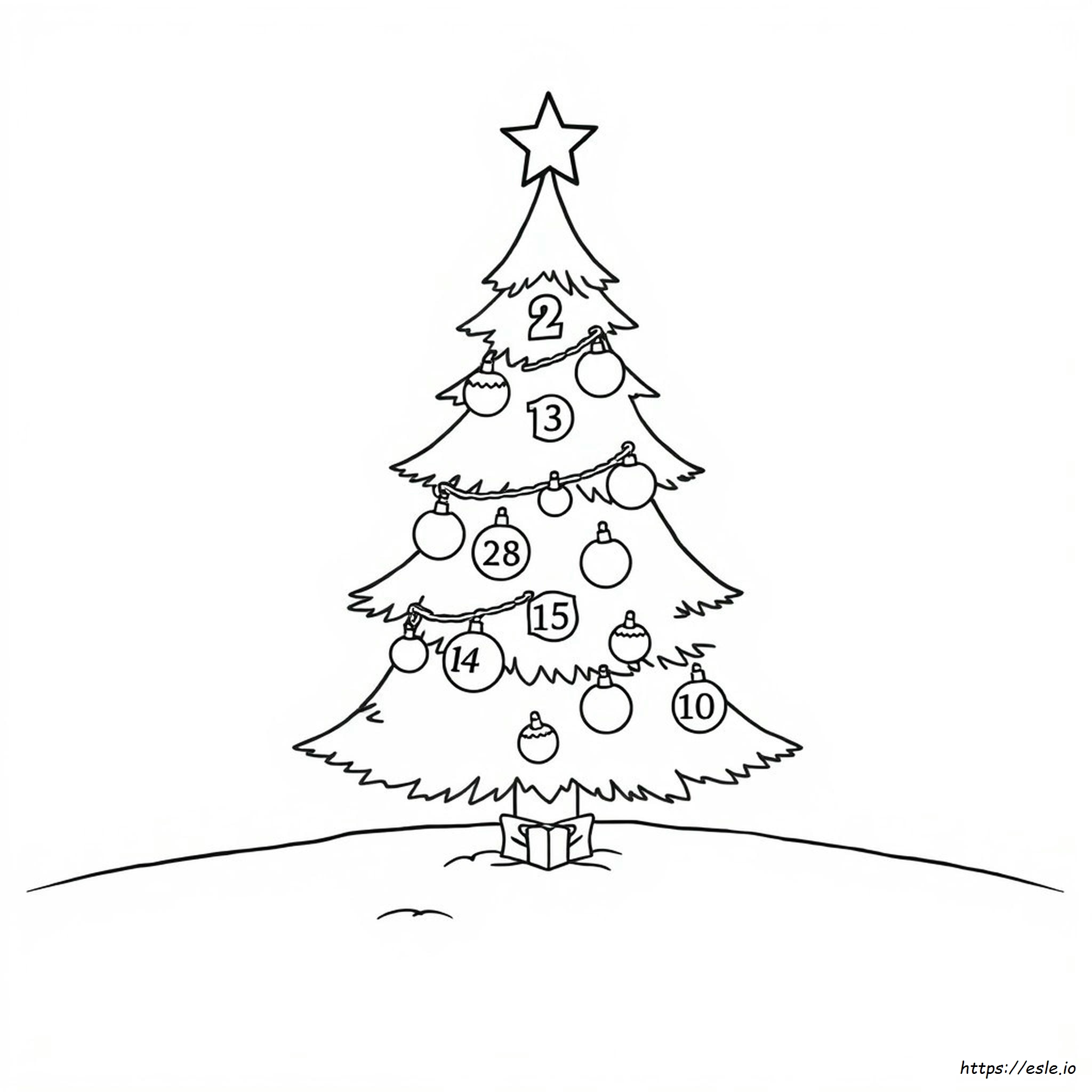Christmas Tree Counting Preschool Coloring Page
