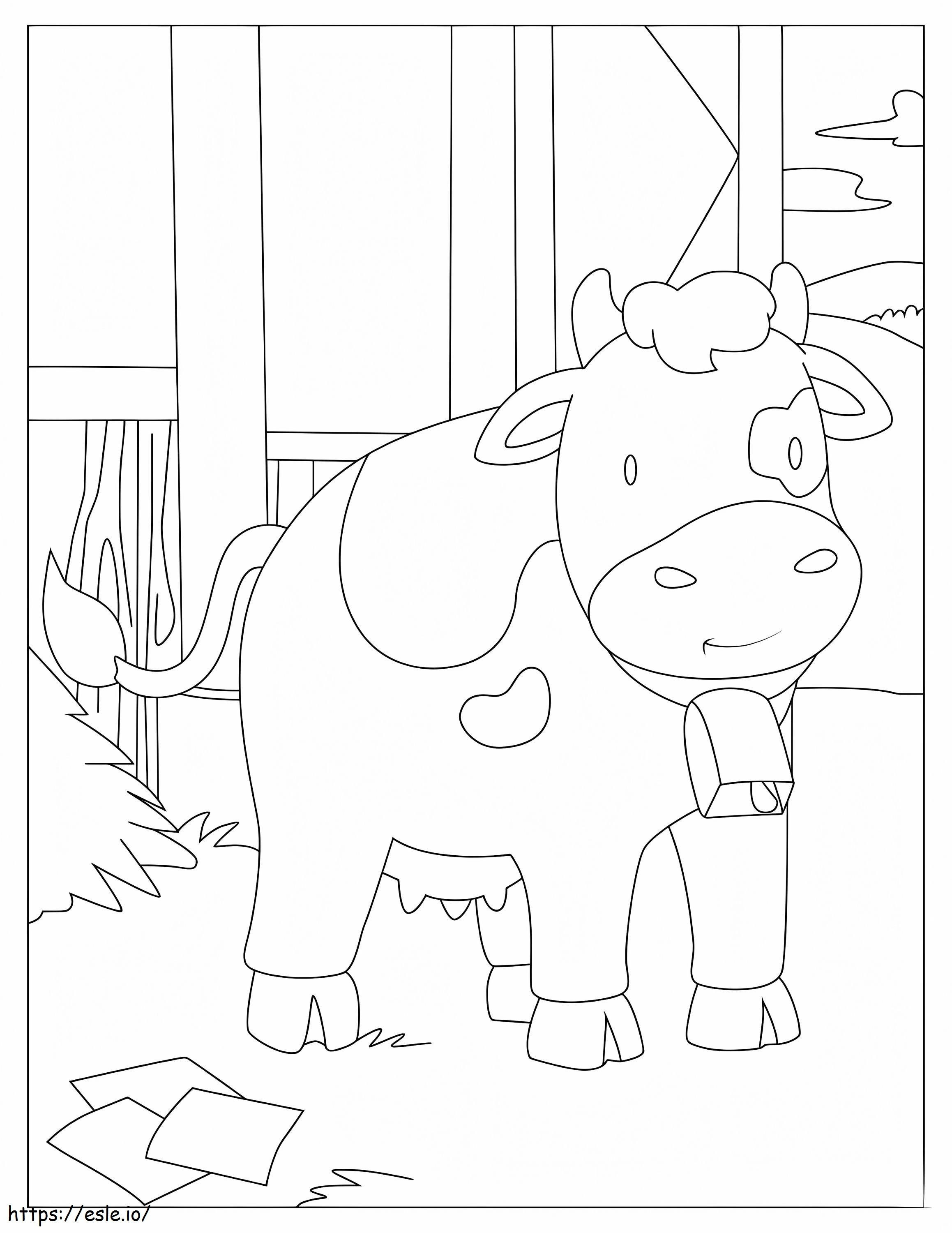 vaca no celeiro para colorir