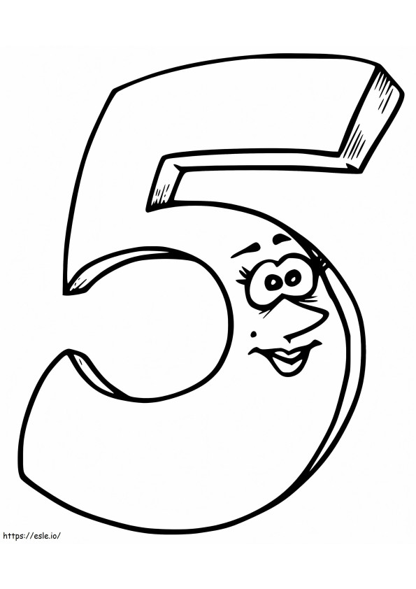 Number 5 With Face coloring page