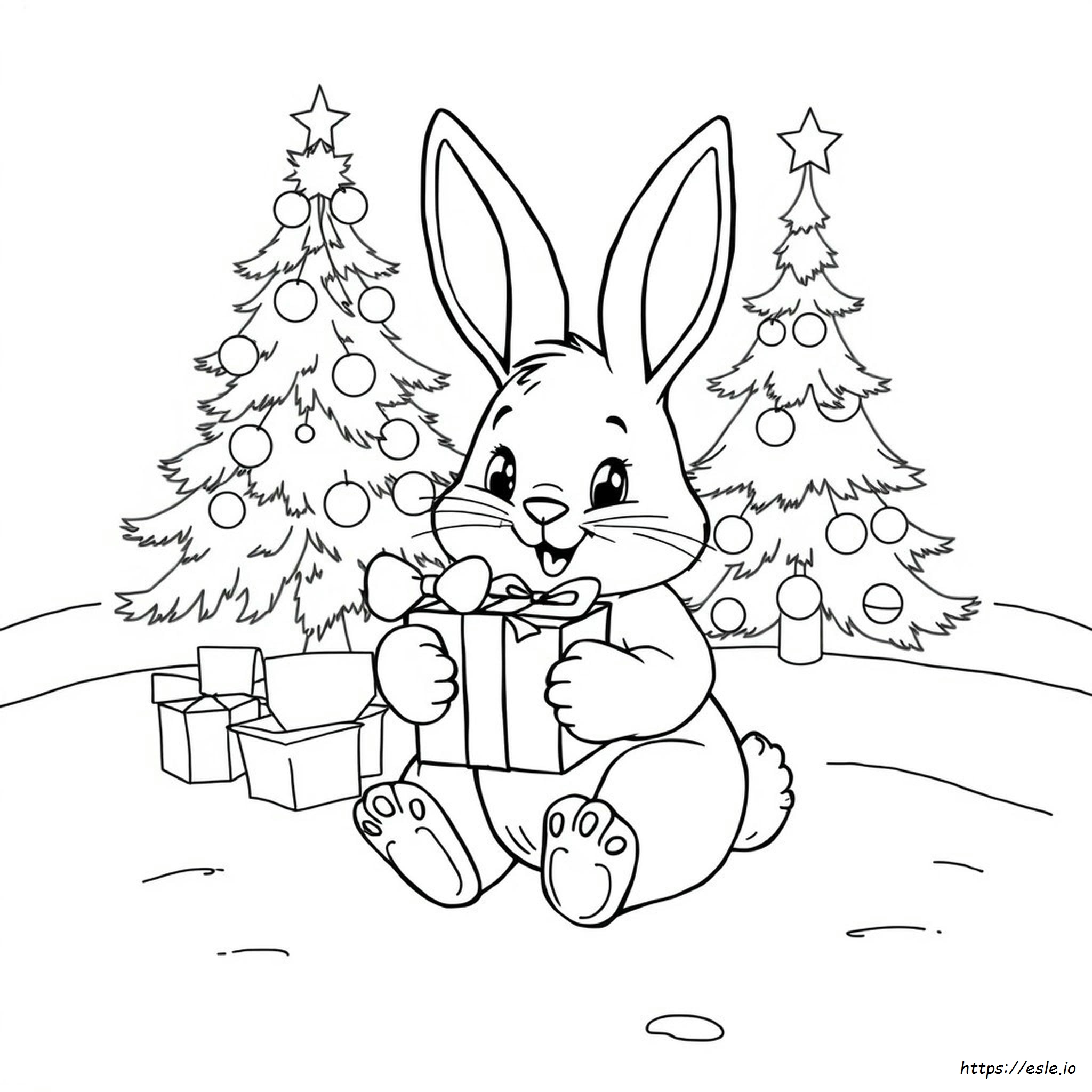 Conejo De Navidad Para Colorear