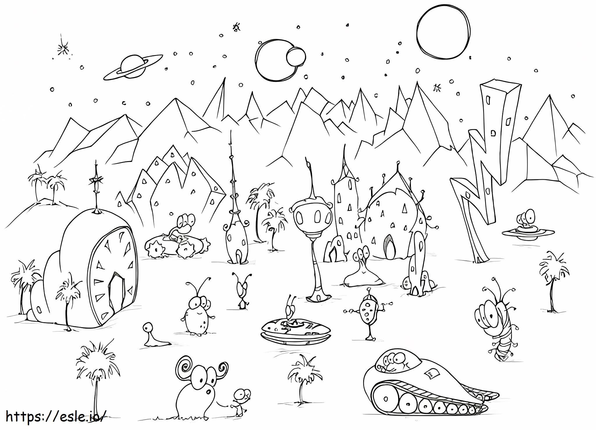 Some Aliens On An Alien Planet coloring page