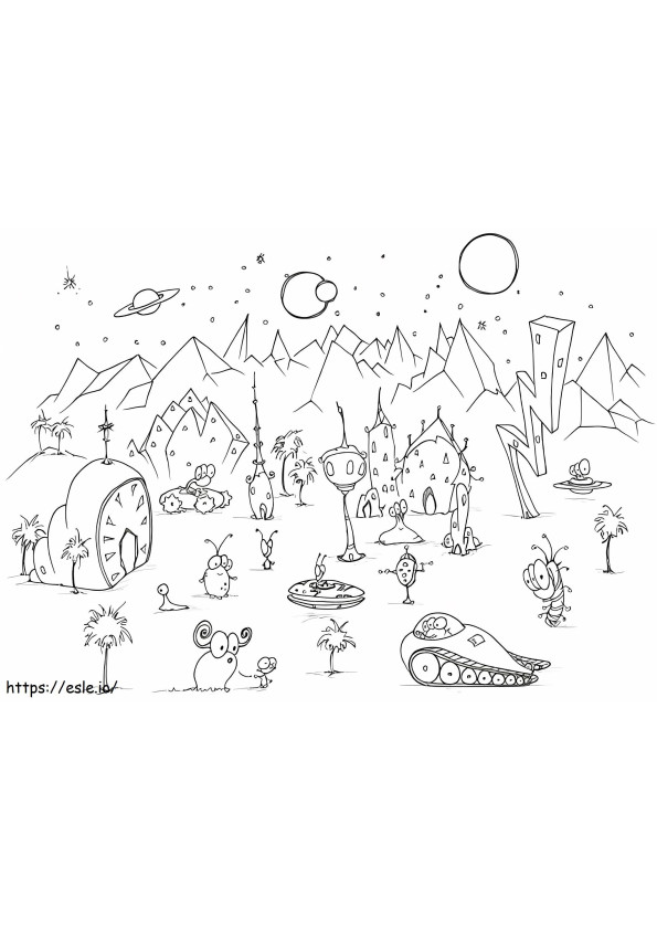 Some Aliens On An Alien Planet coloring page