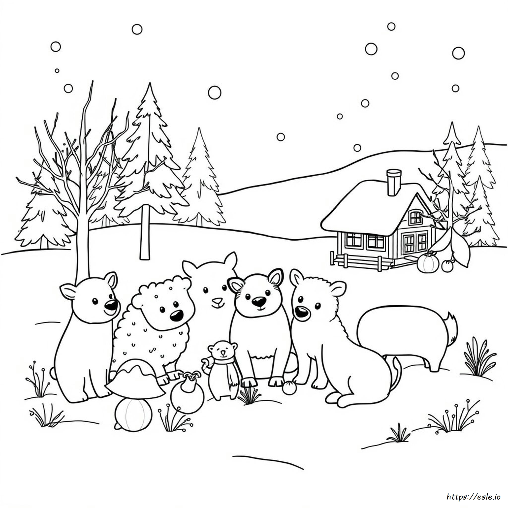 Dibujos Para Colorear De Animales De Invierno