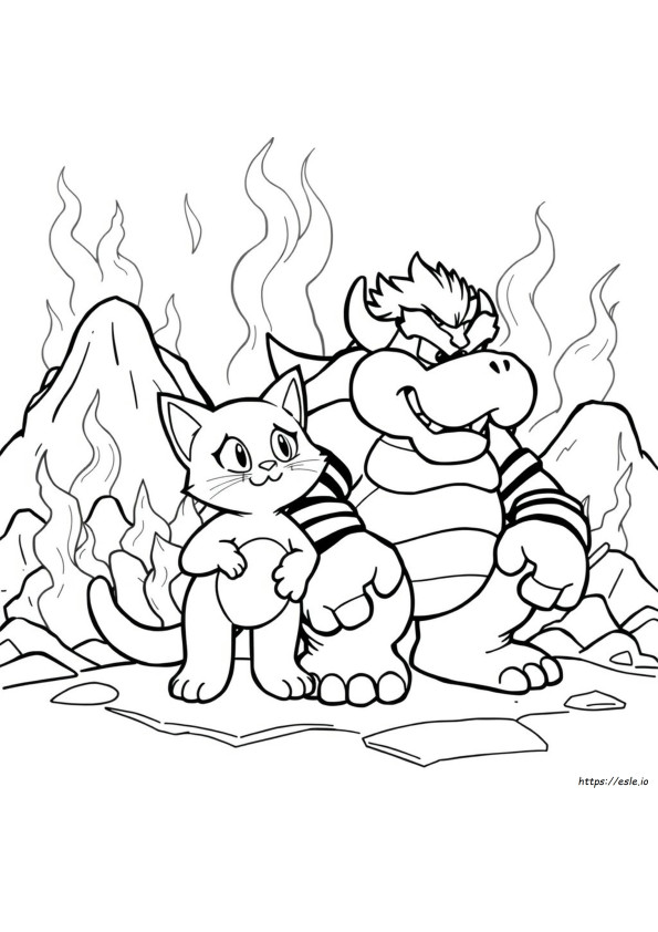 Meowser Kedi Bowser Boyama Sayfası