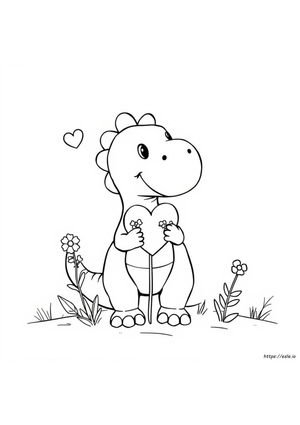 Dapat Dicetak Gratis Gambar Mewarnai Dinosaurus Valentine