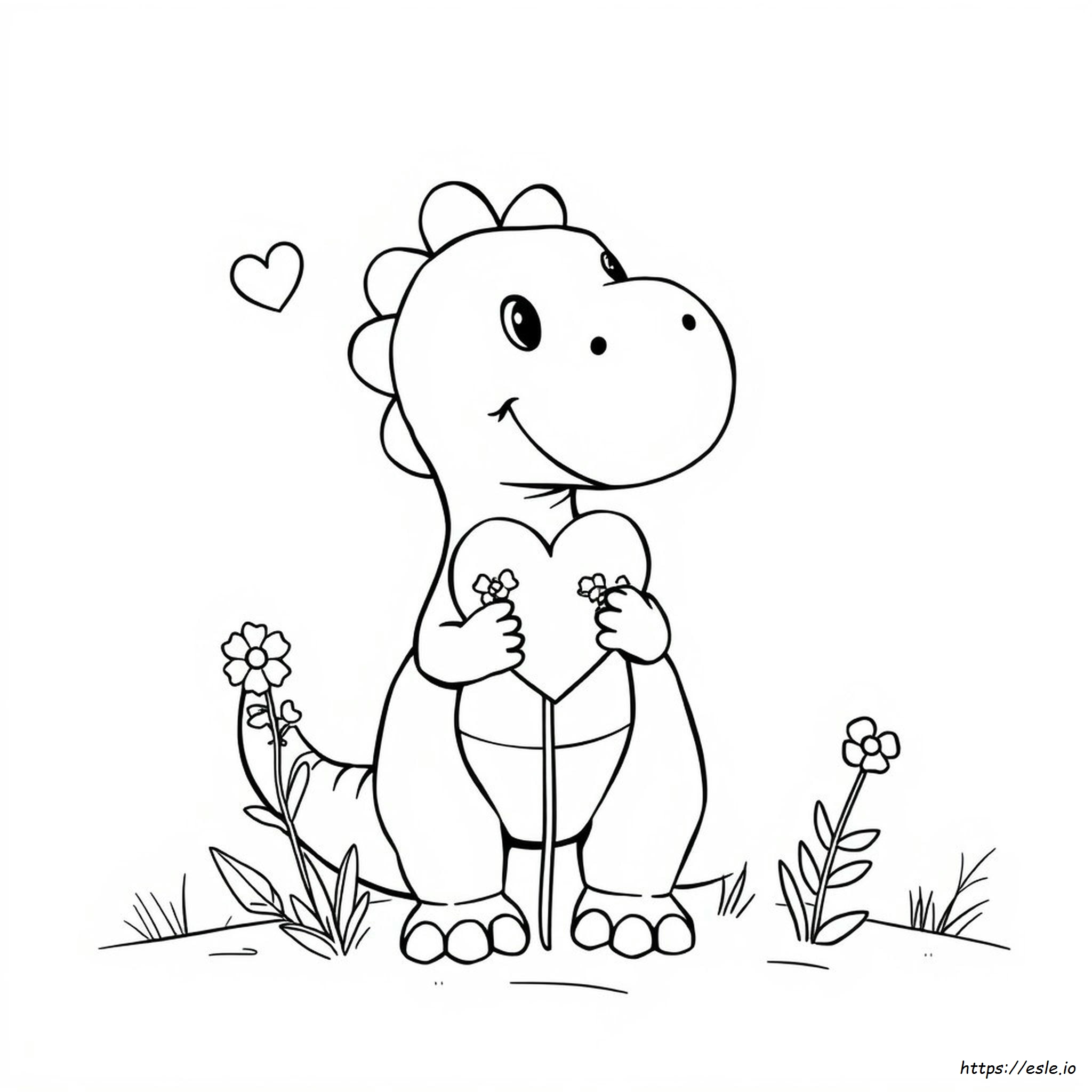 Dinosaurio De San Valentín Para Colorear Gratis