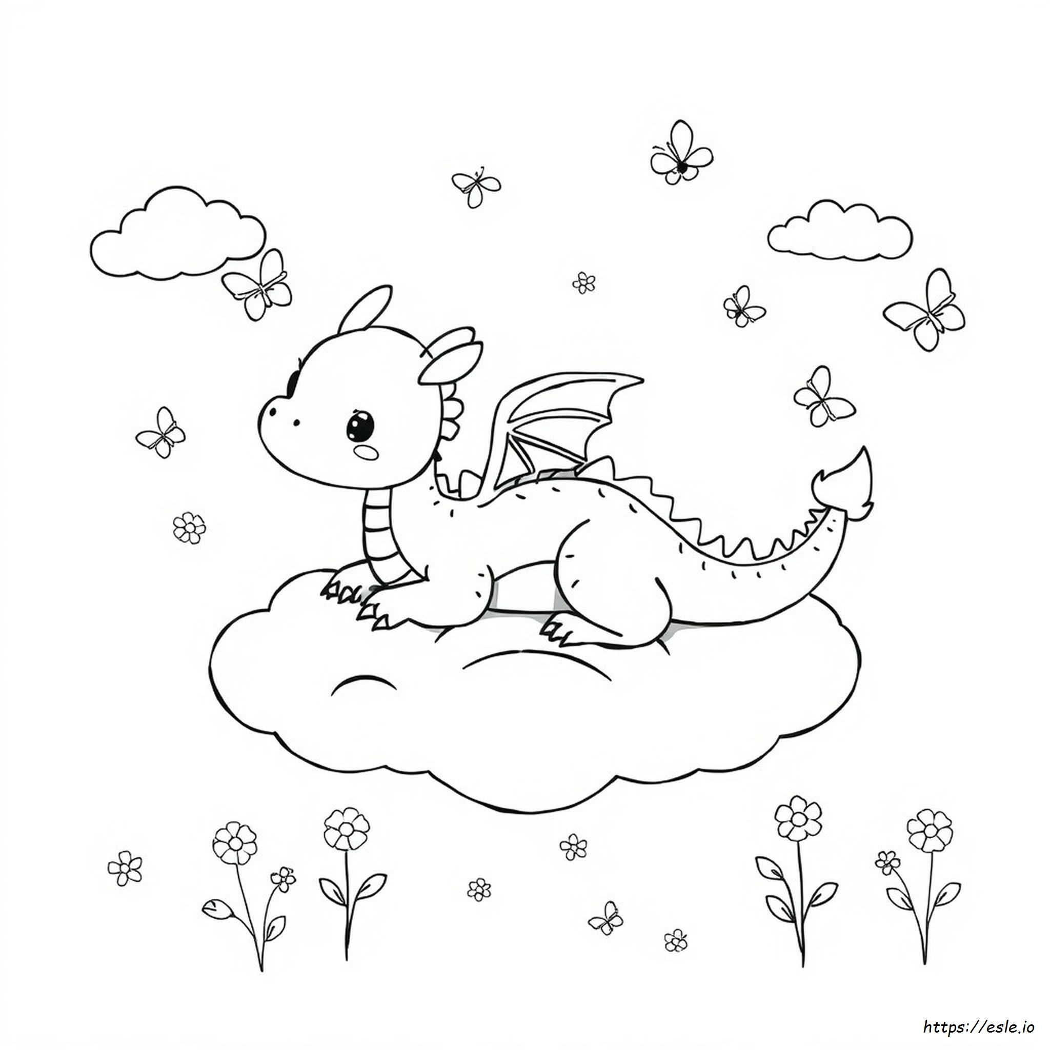 Kawaii Cute Dragon Coloring Pages