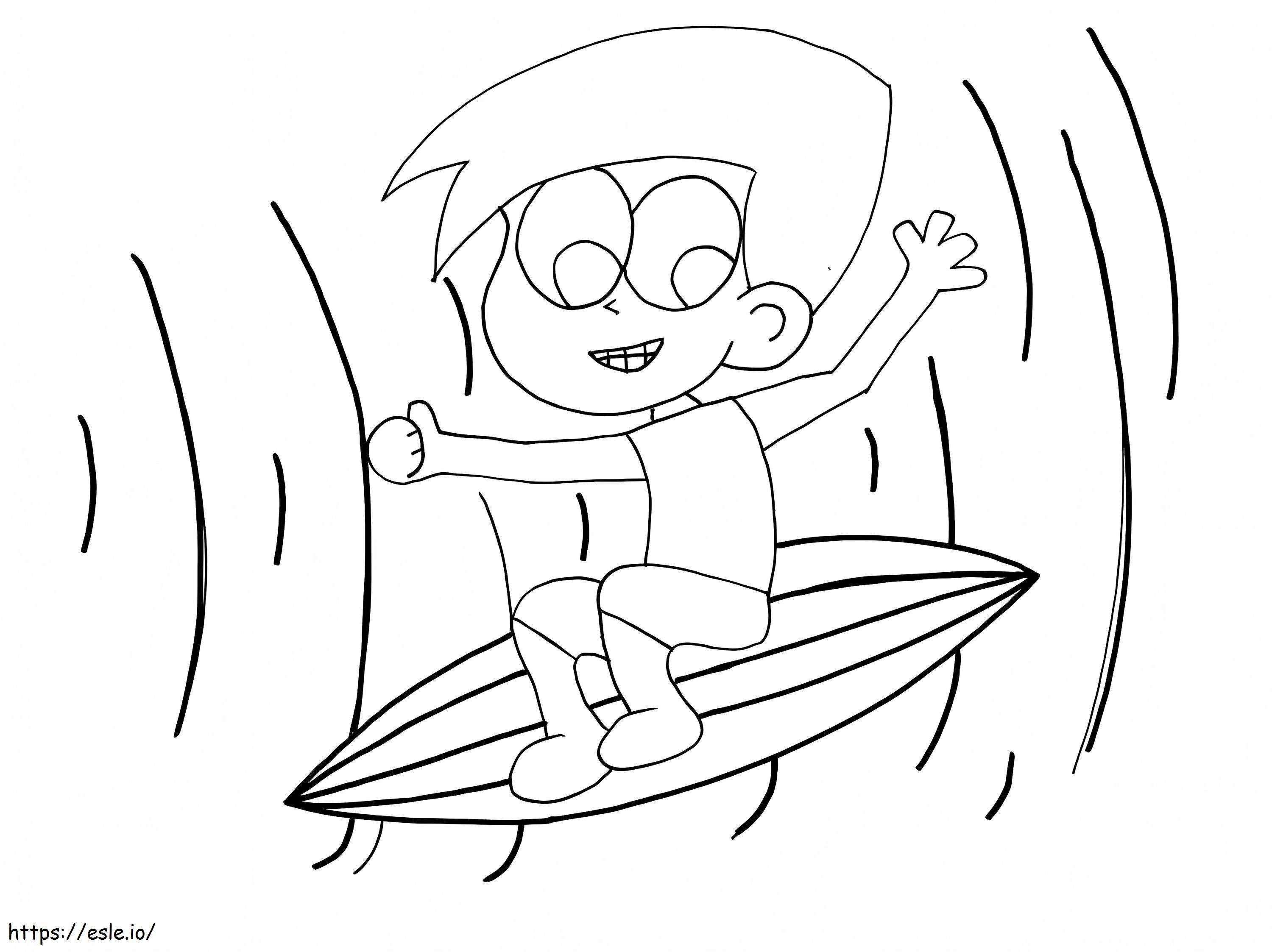 Kleiner Junge beim Surfen ausmalbilder