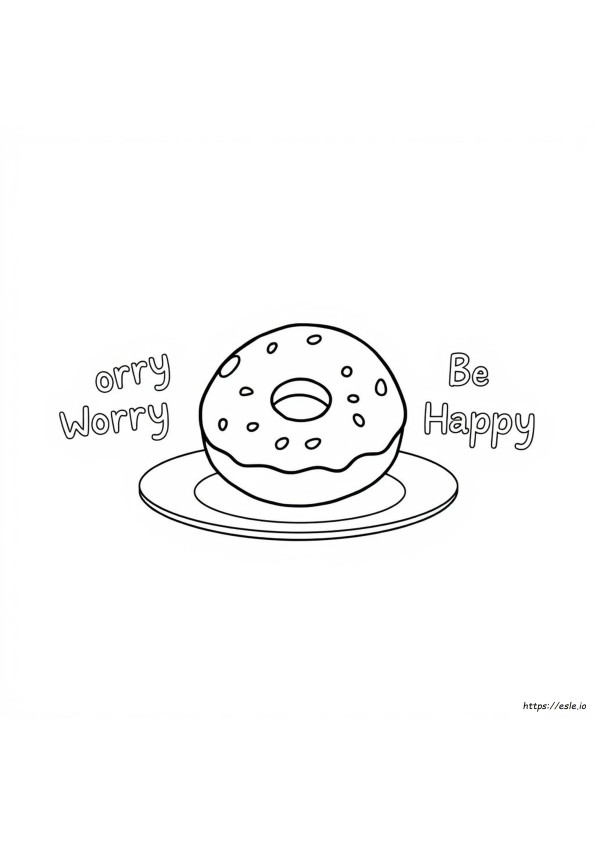 Donut Worry Be Happy Coloring Page