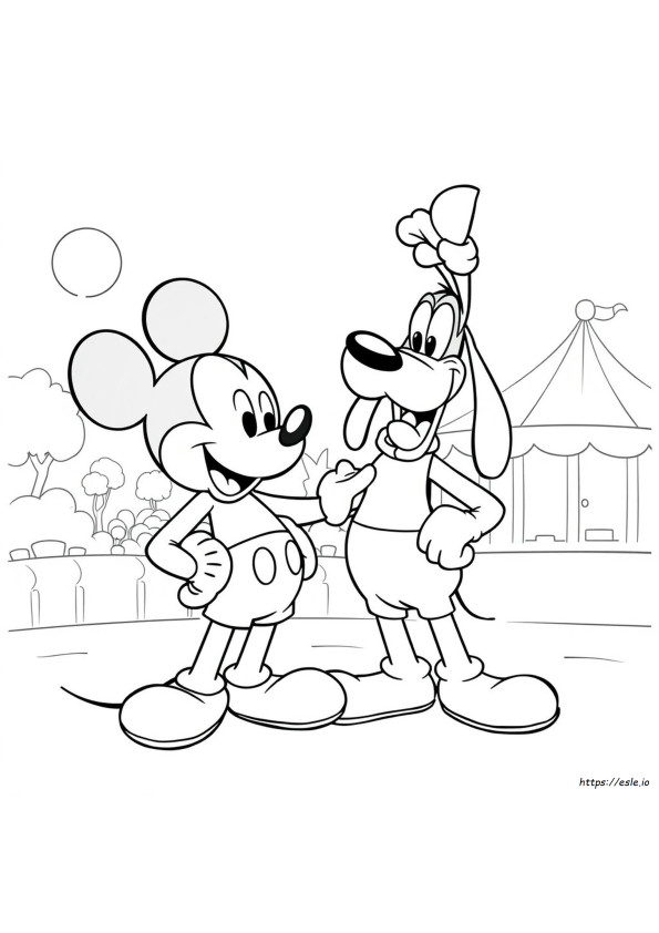 Mickey Mouse Goofy Gambar Mewarnai