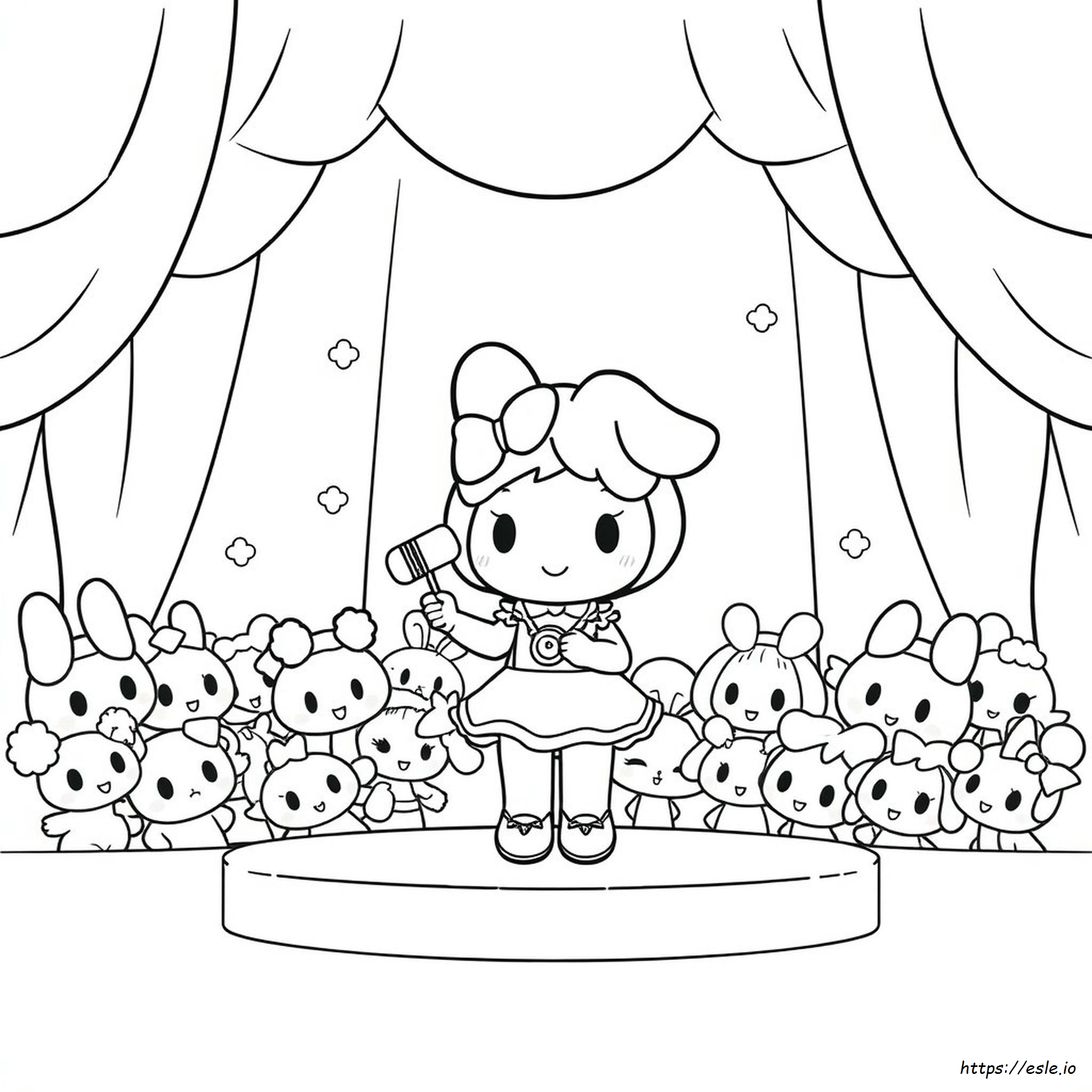 My Melody Kuromi Outline Gambar Mewarnai