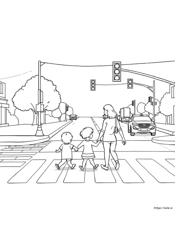 Crossing The Street Coloring Pages