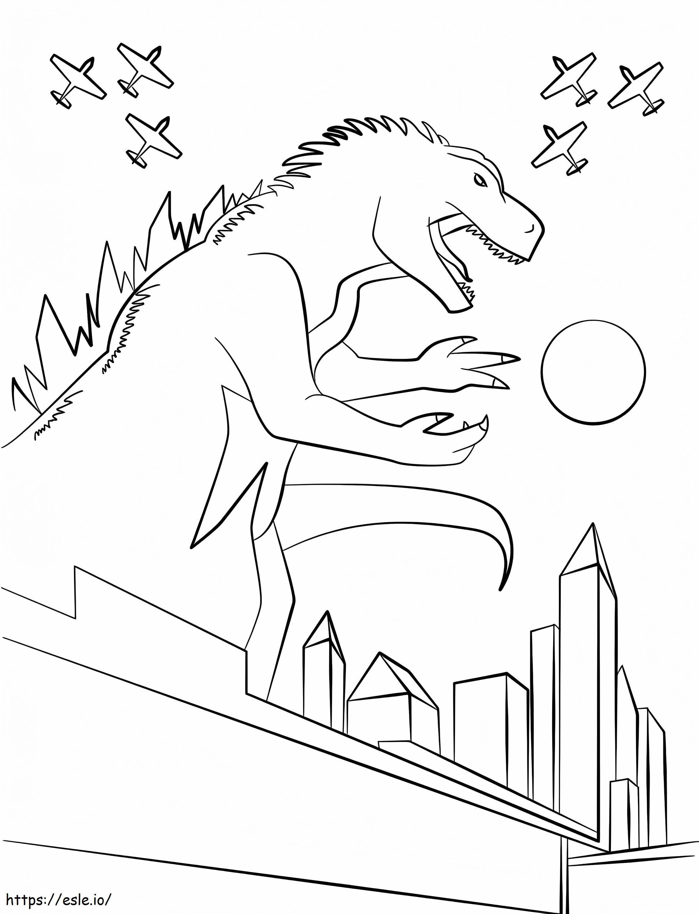 Coloriage Godzilla 3 à imprimer dessin