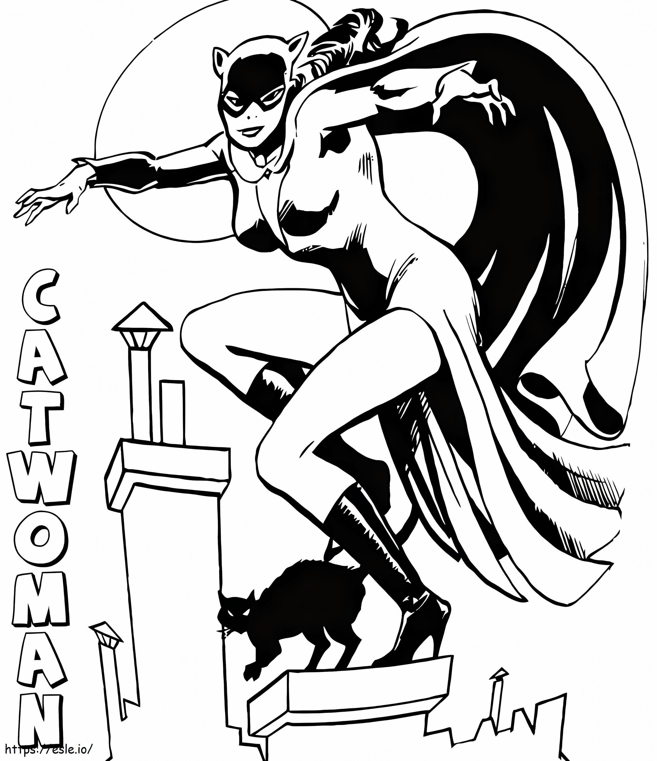 Catwoman En Kat kleurplaat kleurplaat