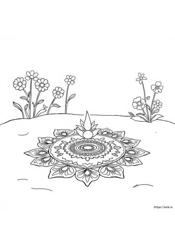 Gambar Mewarnai Desain Rangoli