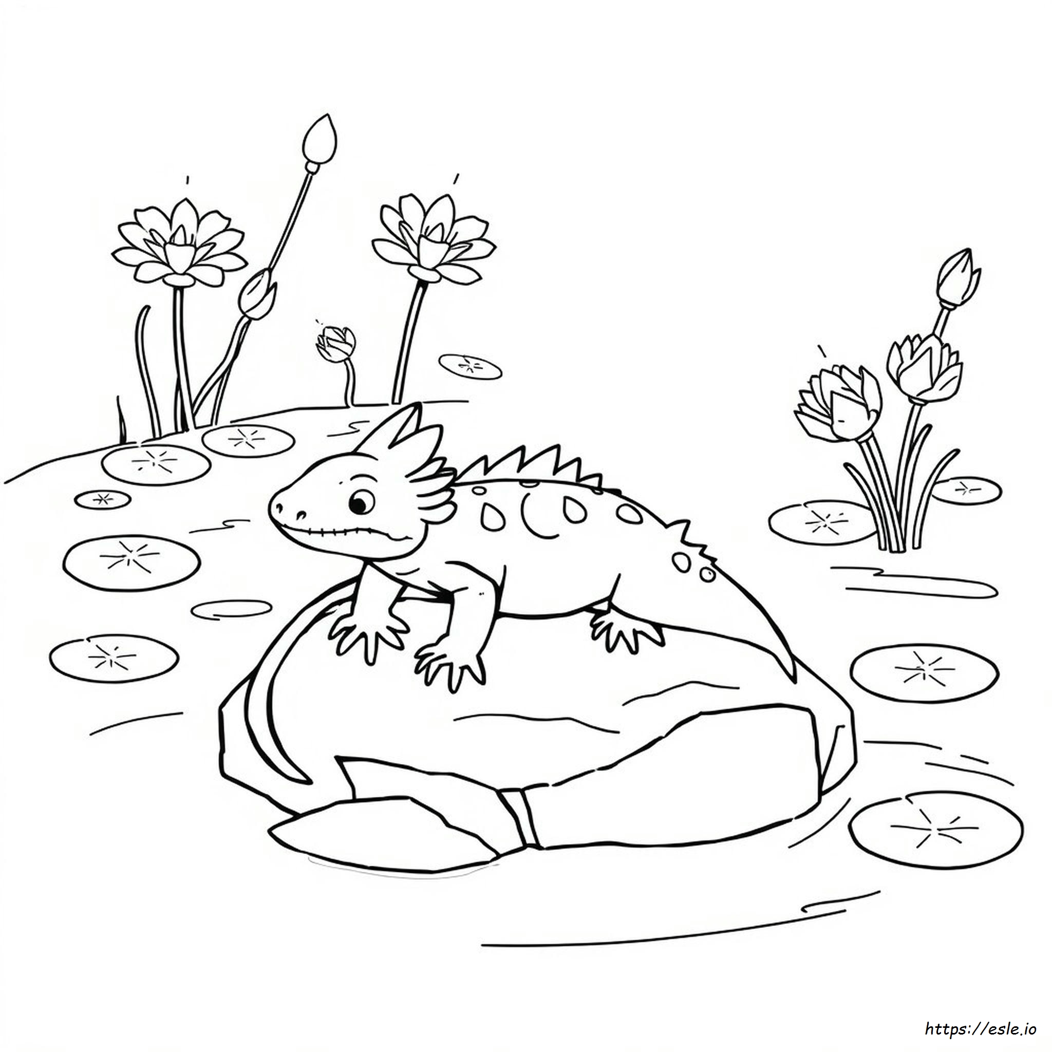 Easy Axolotl Coloring Page