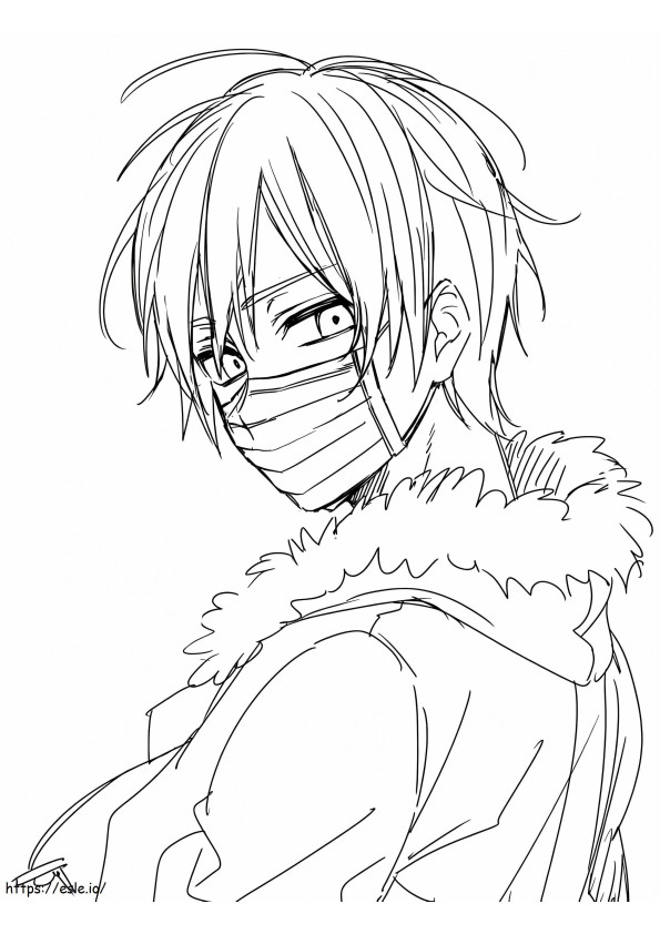 Masked Anime Boy coloring page
