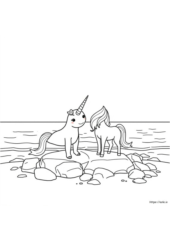Gambar Mewarnai Narwhal Dan Unicorn