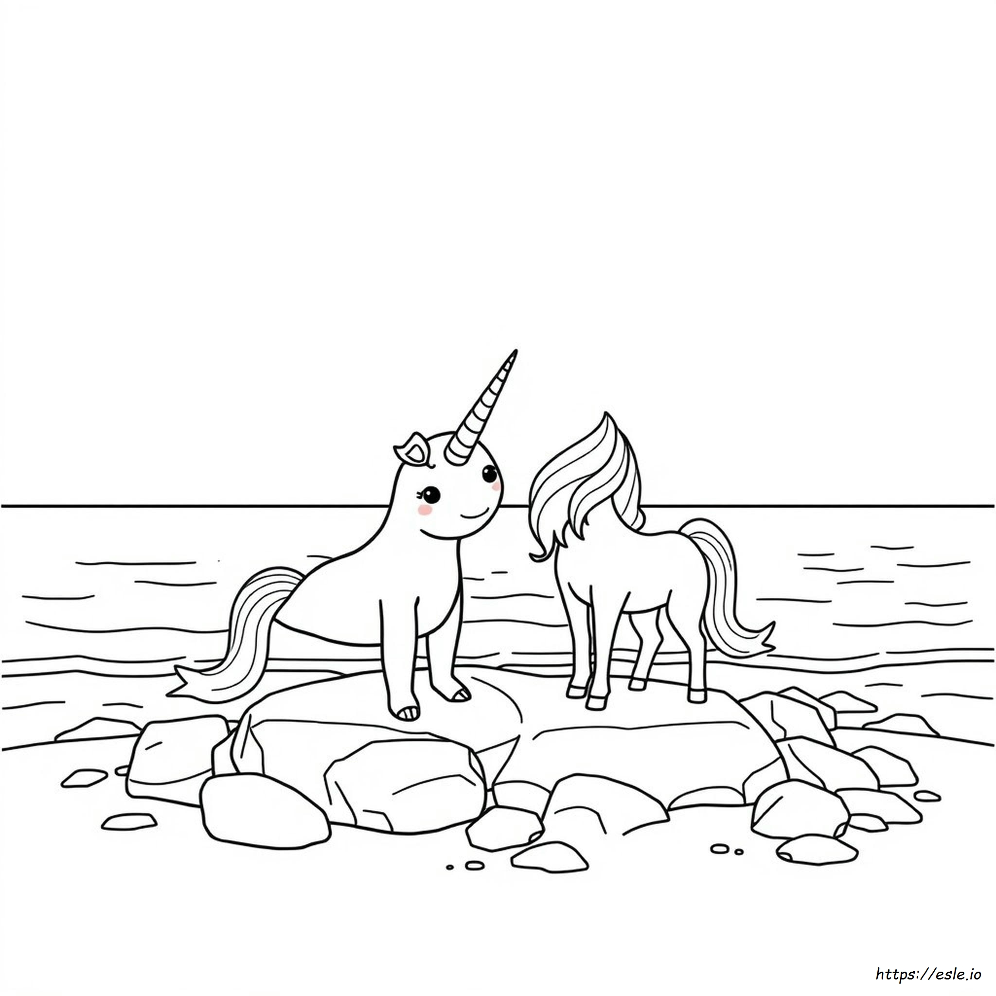 Páginas Para Colorear De Narval Y Unicornio
