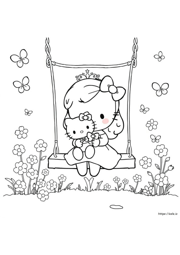 Putri Lucu Hello Kitty Mewarnai Gambar