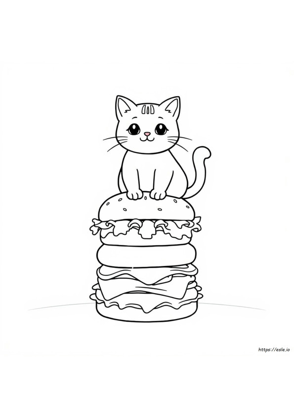 Kucing Burger Gambar Mewarnai