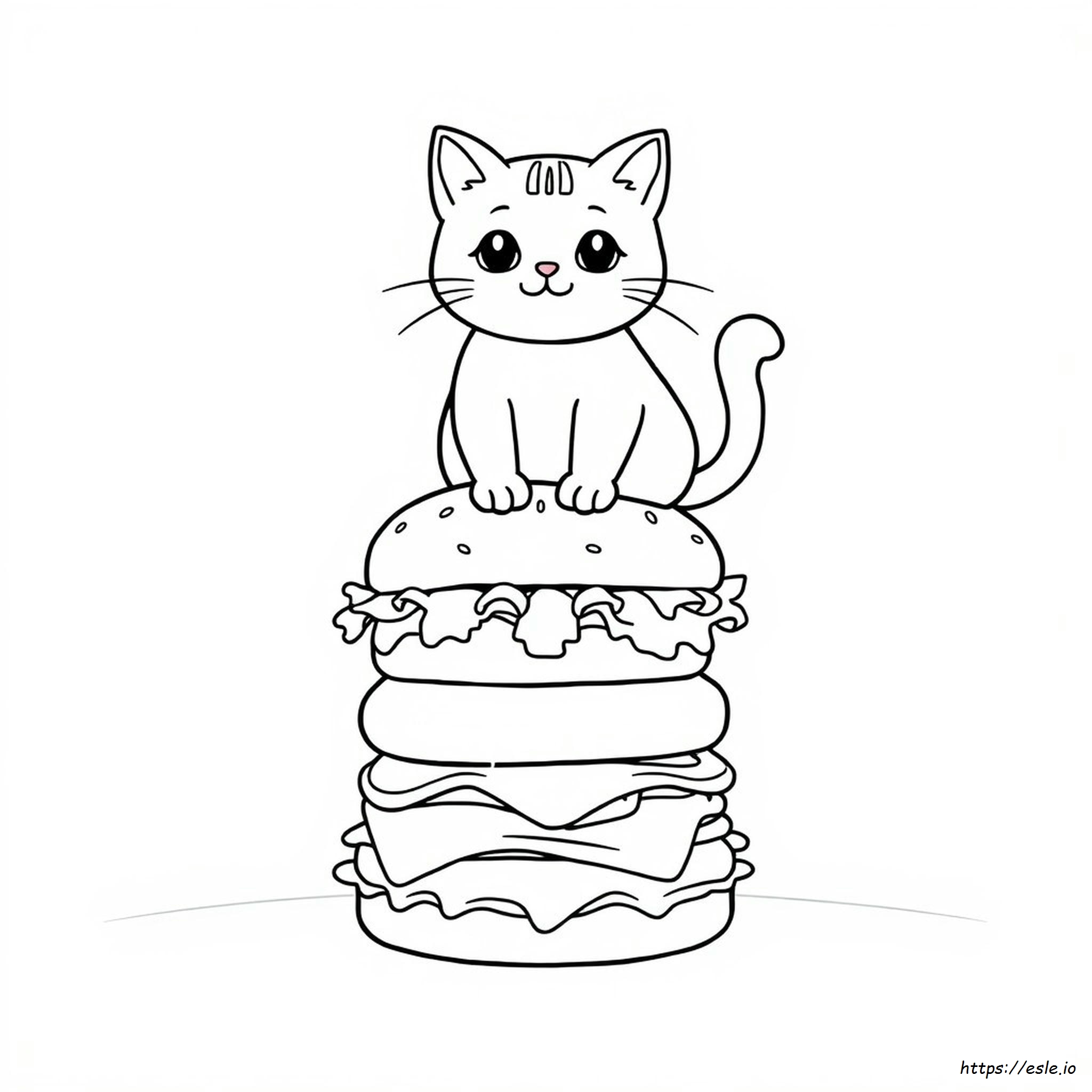 Gato Hamburguesa Páginas Para Colorear
