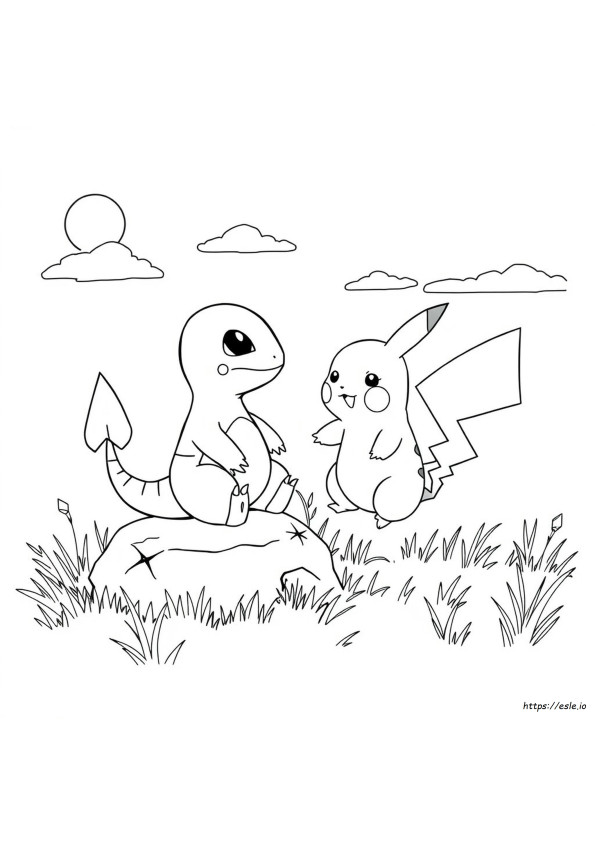 Charmander Dan Pikachu Gambar Mewarnai