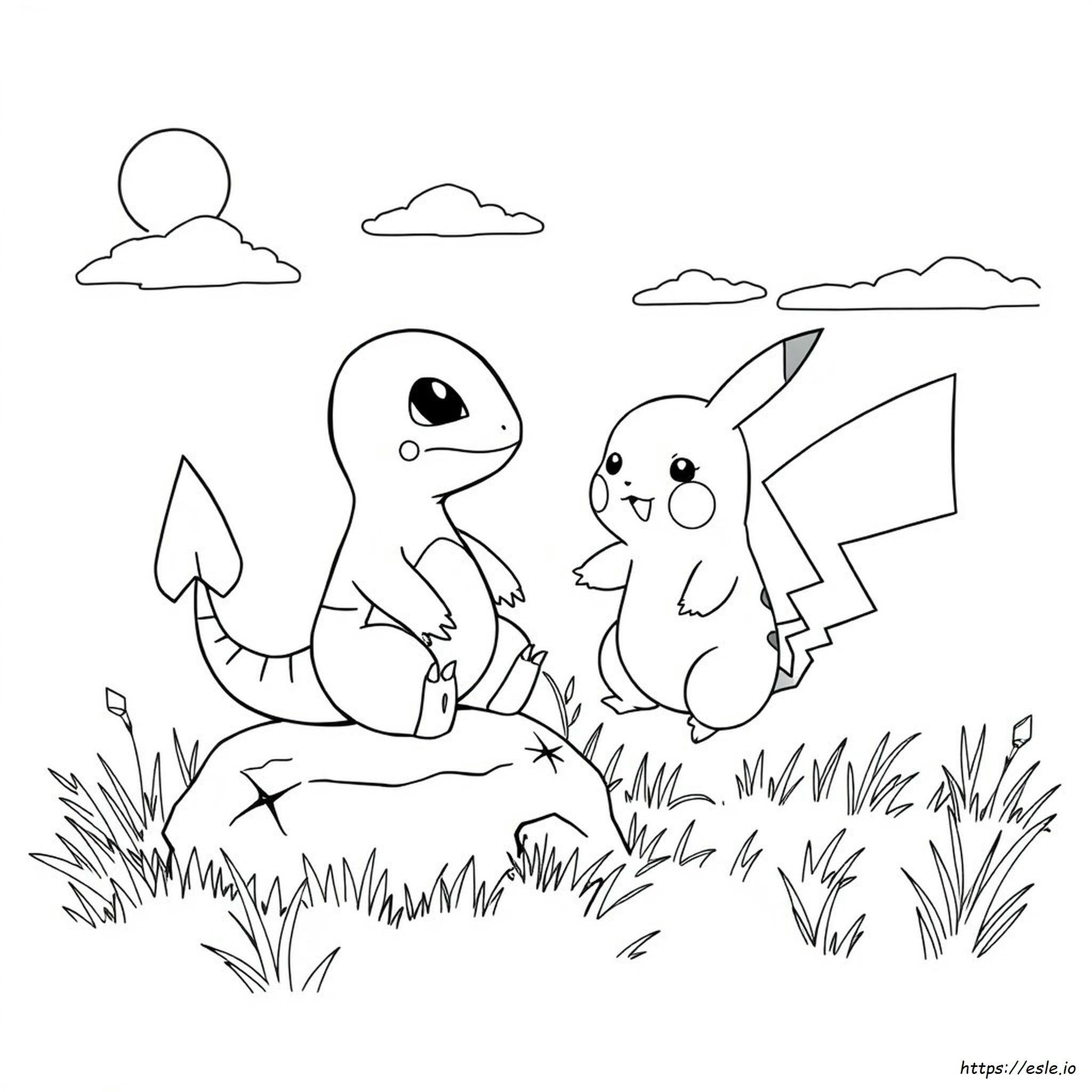 Charmander Y Pikachu Para Colorear