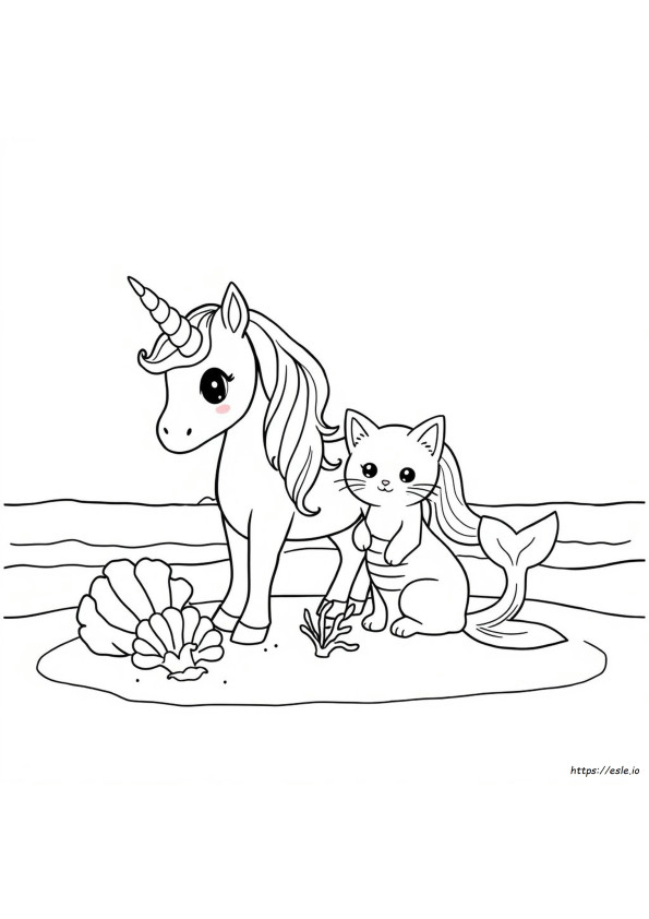 Unicorn Kucing Putri Duyung Gambar Mewarnai