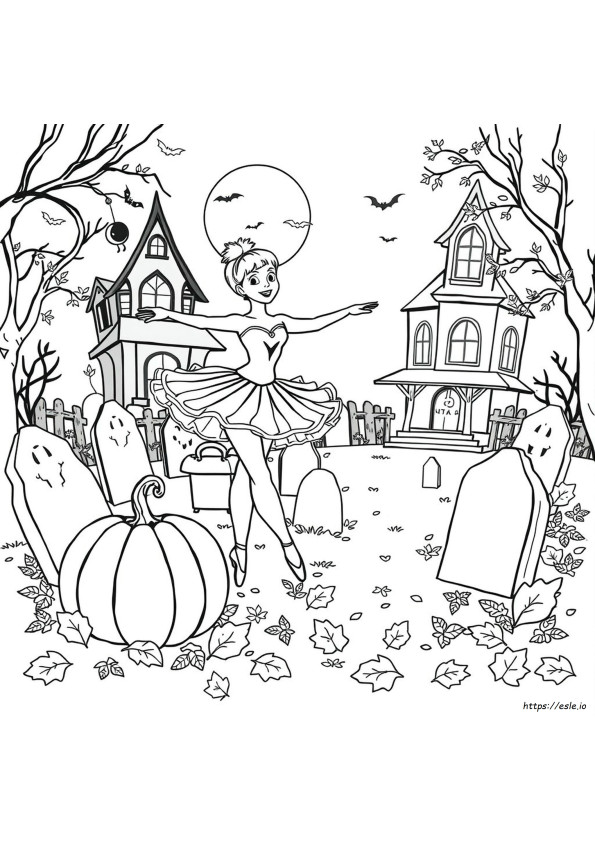 Halloween Ballerina Színező Oldalak