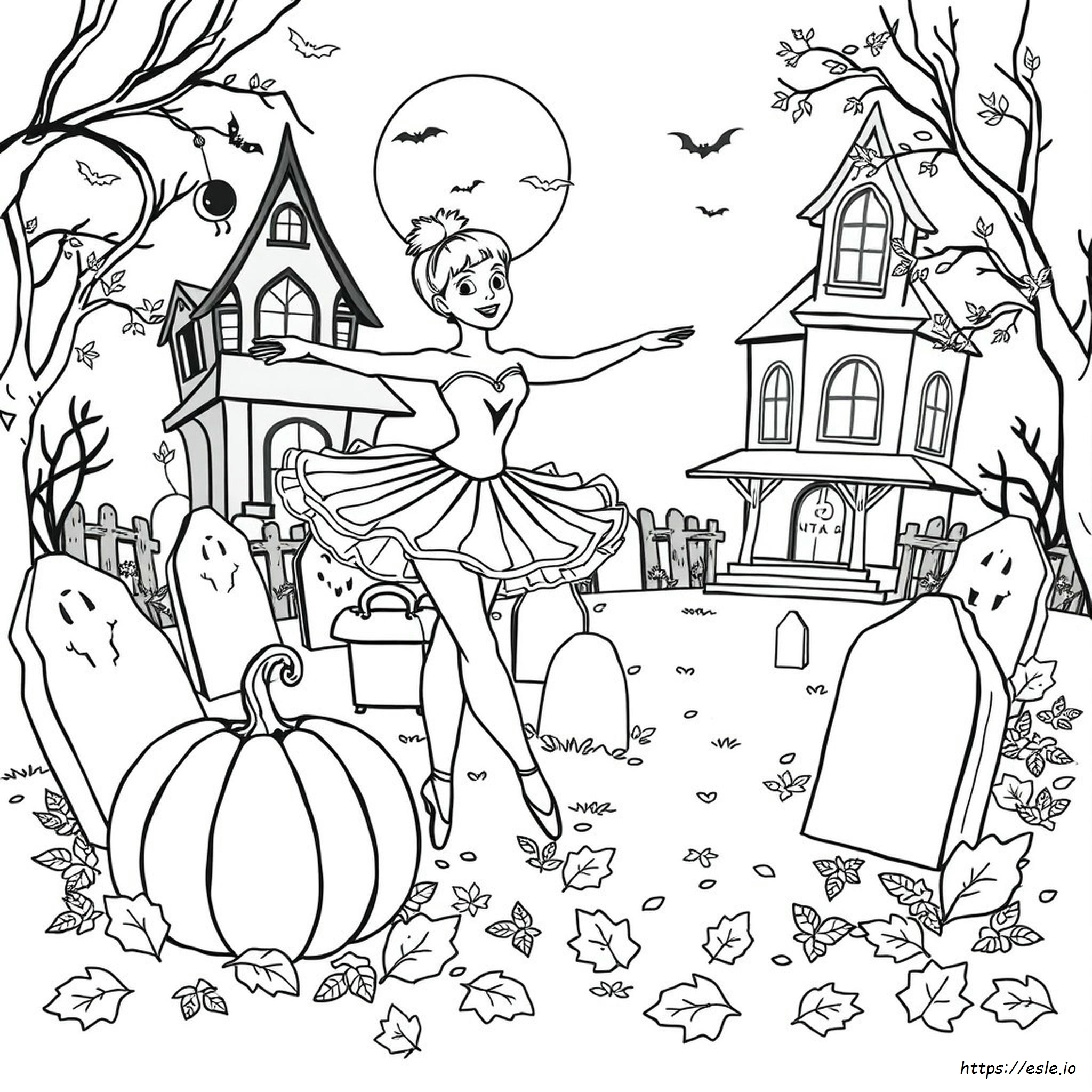 Halloween Ballerina Coloring Pages