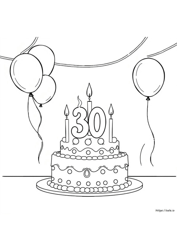 Selamat Ulang Tahun Ke-30 Gambar Mewarnai