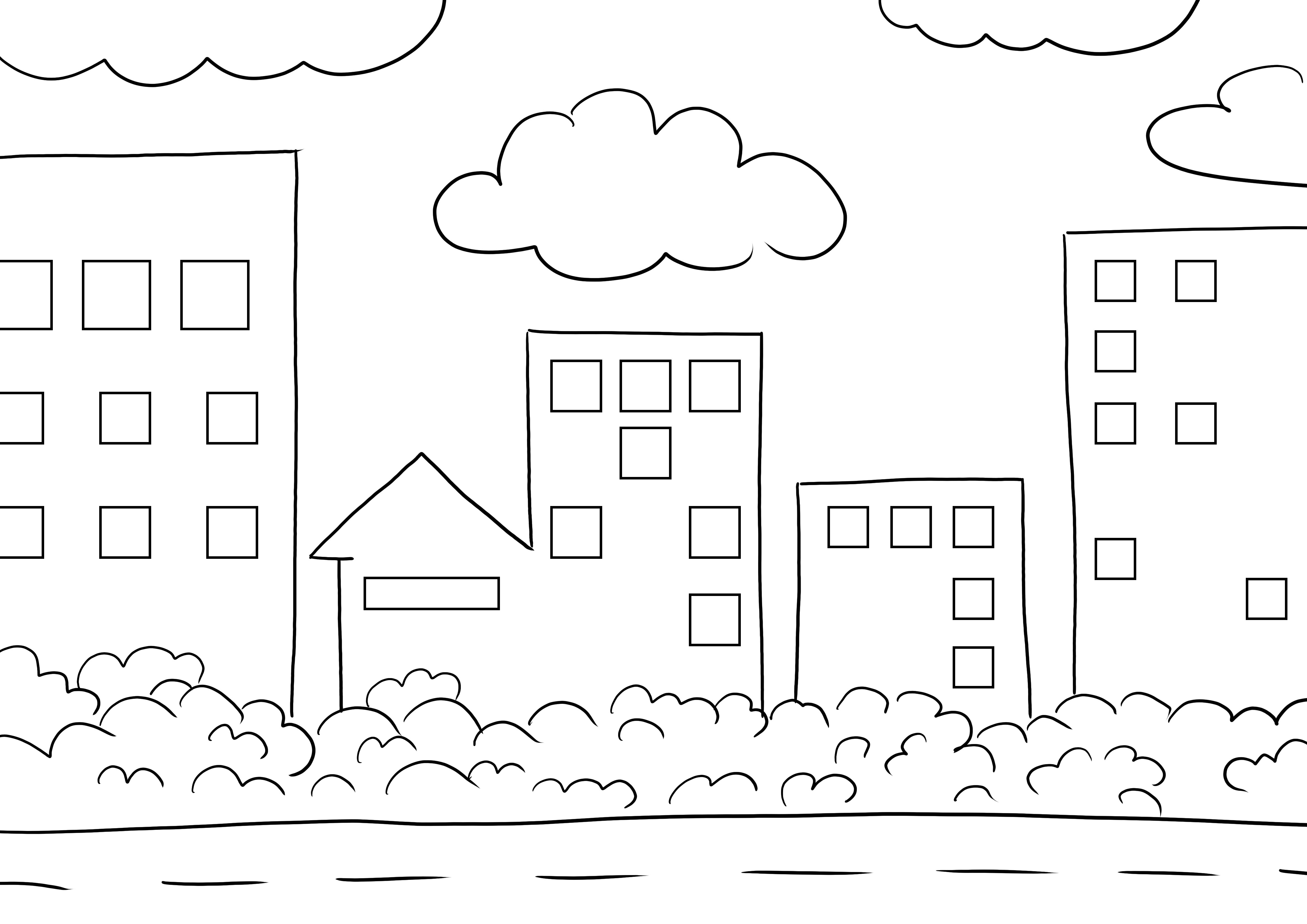 Free City building blocks for coloring and downloading image