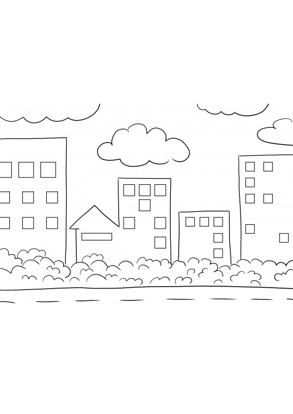 Free City building blocks for coloring and downloading image