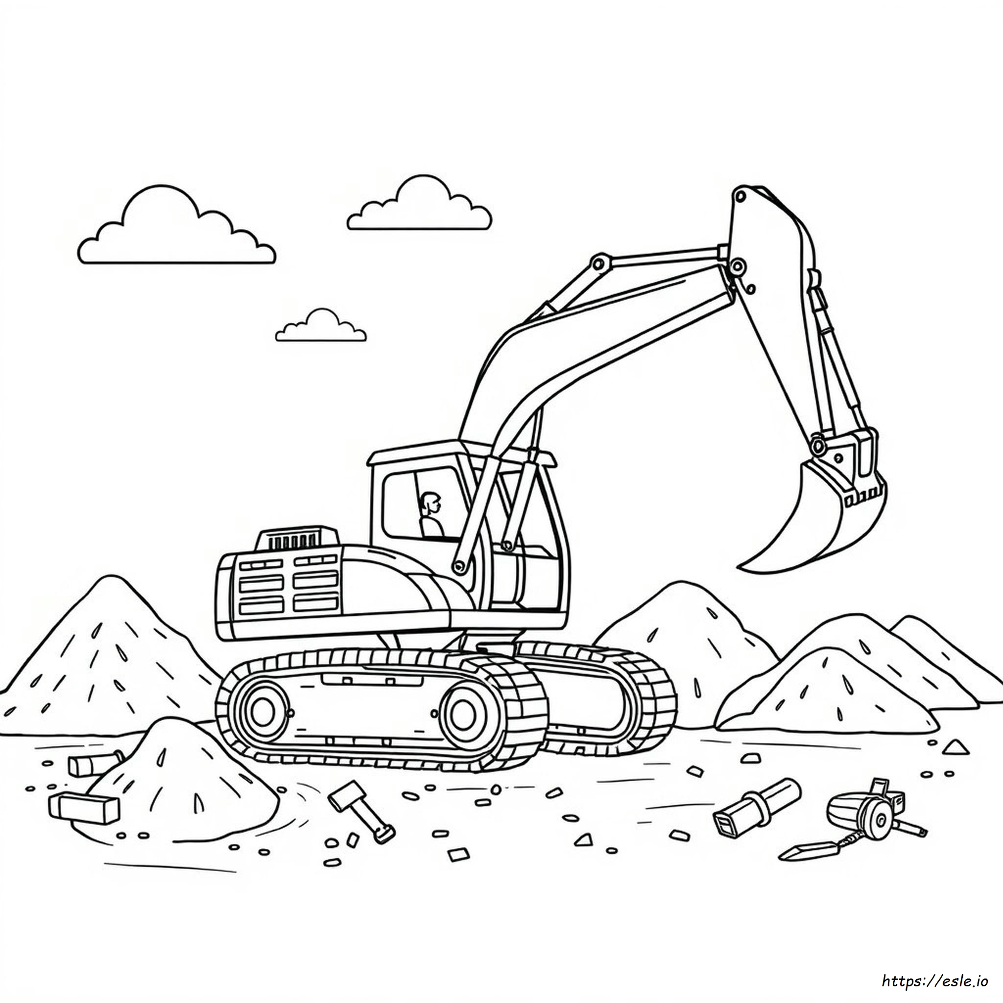 Dibujo Para Colorear De Excavadora