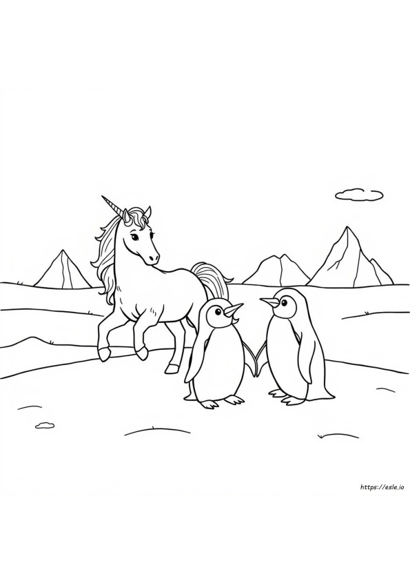 Unicorn Penguin Gambar Mewarnai