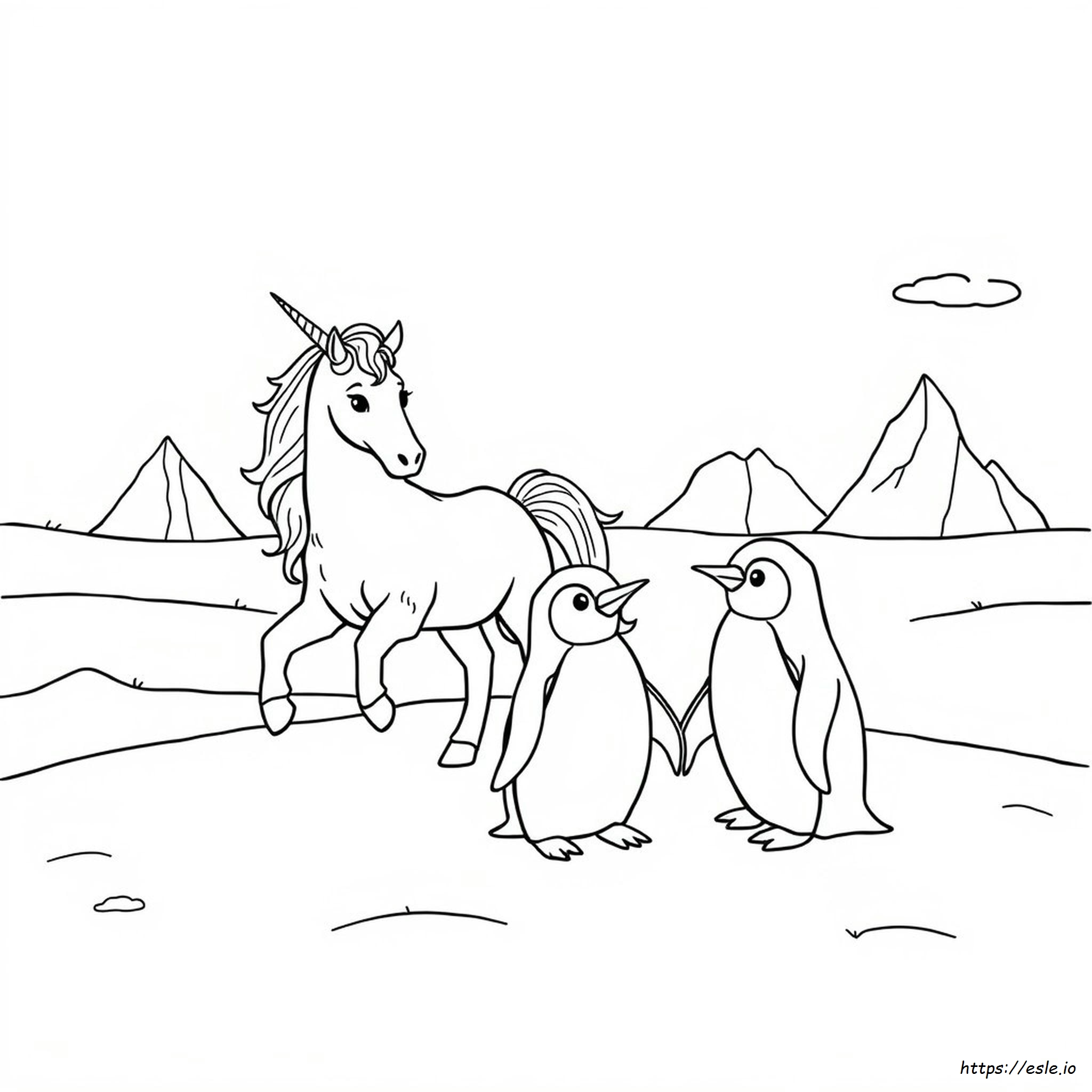 Páginas Para Colorear De Pingüinos Unicornio