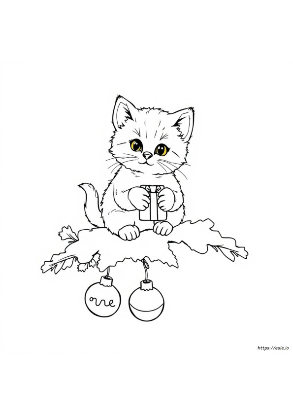 Anak Kucing Natal Gambar Mewarnai