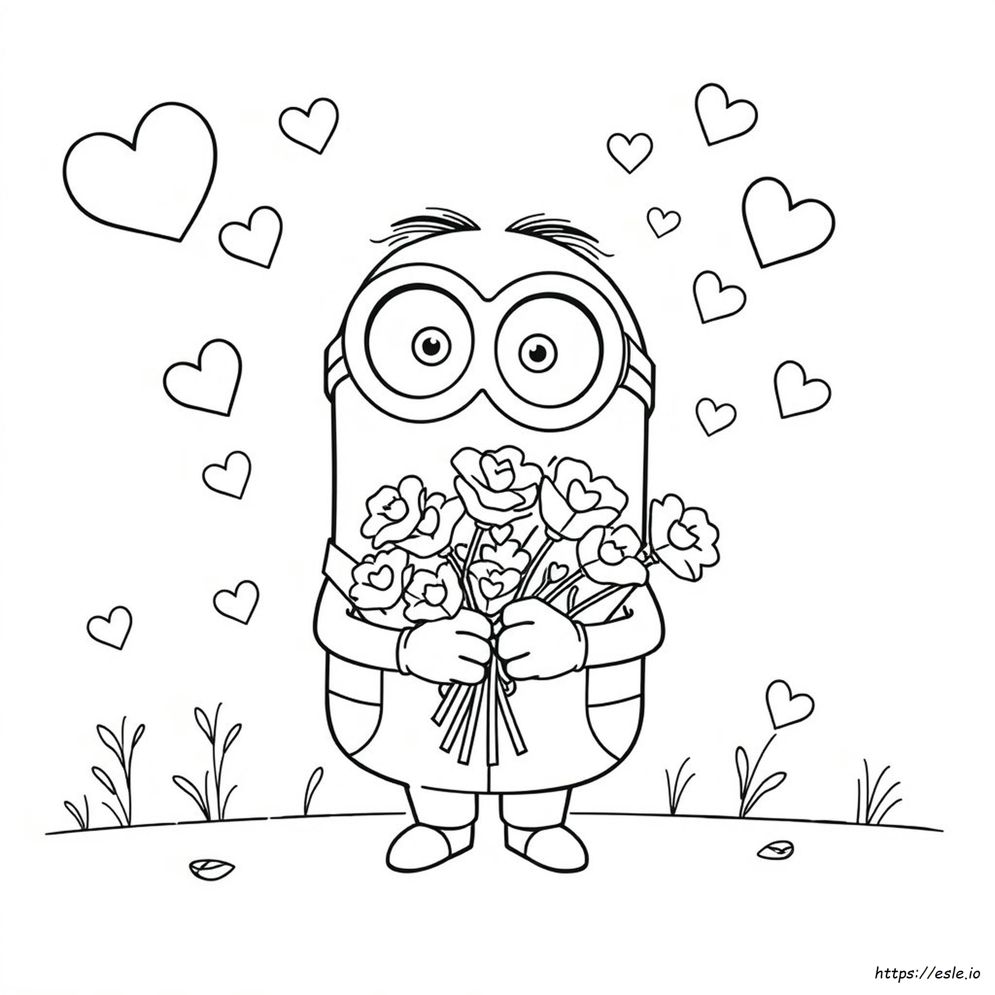Minion De San Valentín Para Colorear