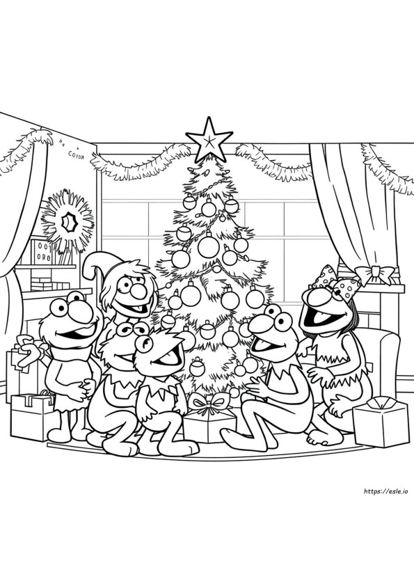 Halaman Mewarnai Natal Muppet