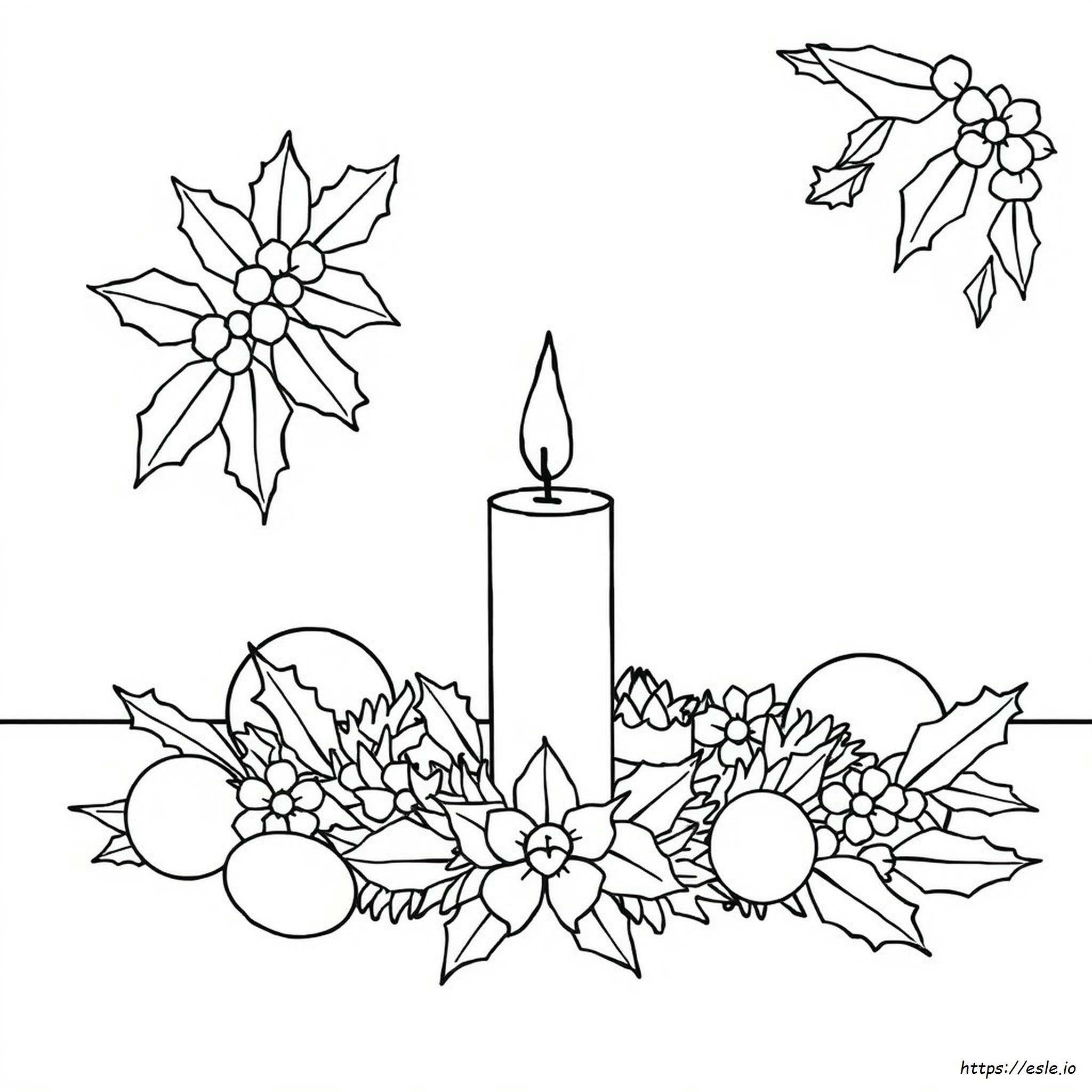 Christmas Candle Colouring Page