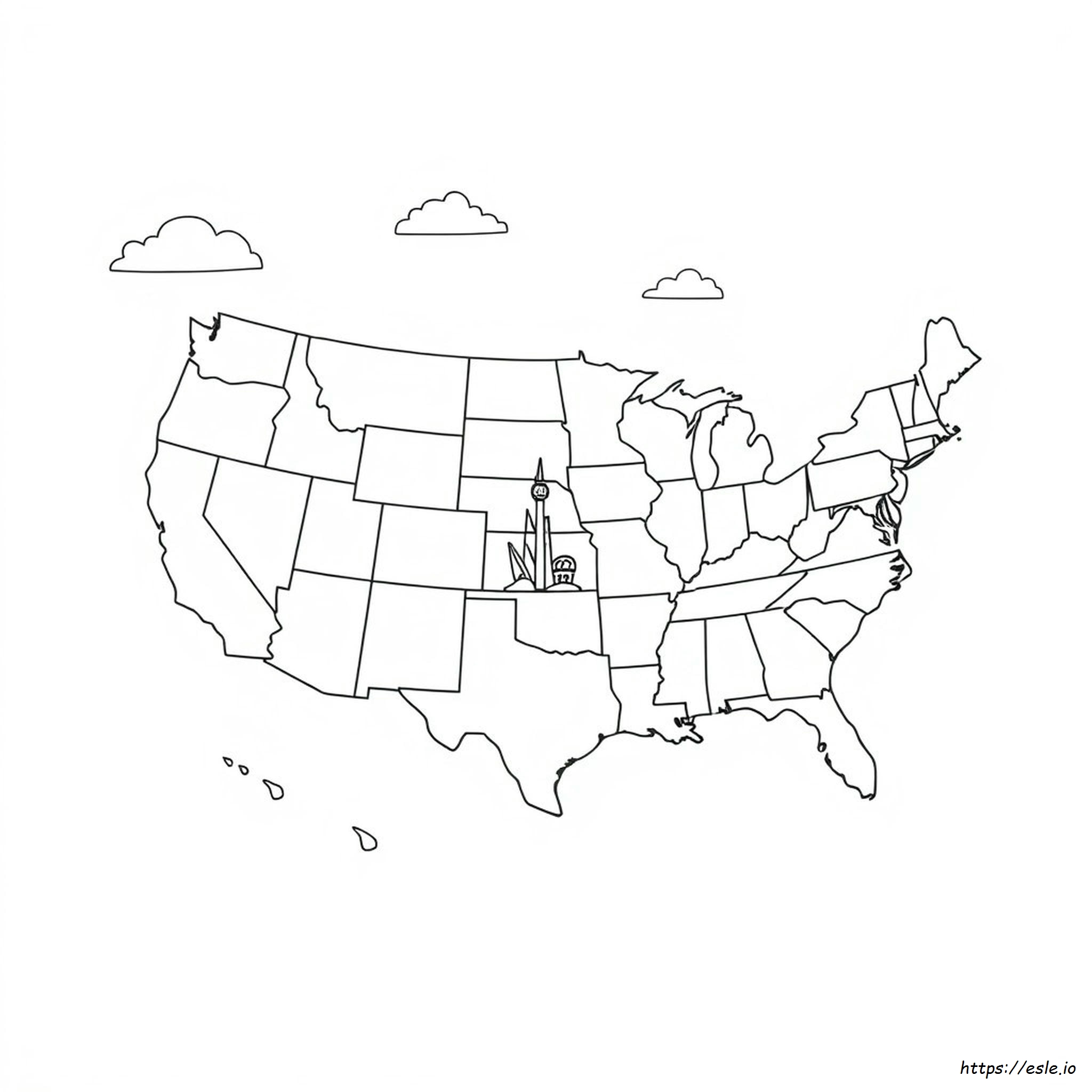 Usa Map Coloring Page Printable