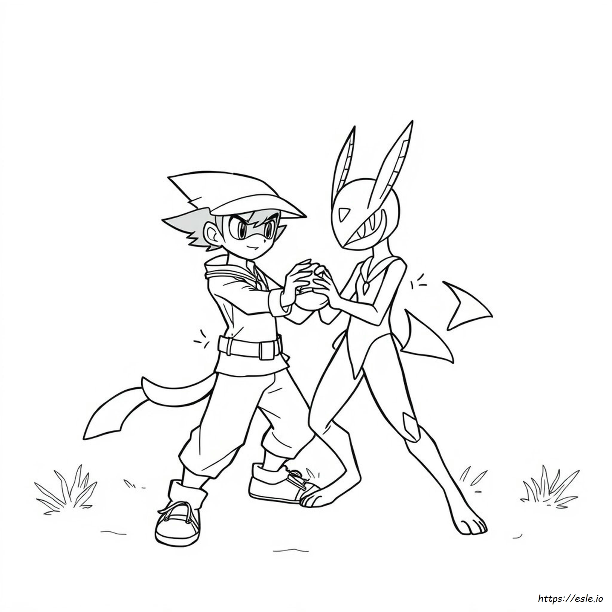 Ash Greninja Para Colorear