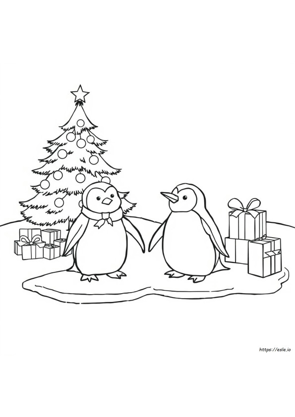 Holiday Penguin Coloring Pages