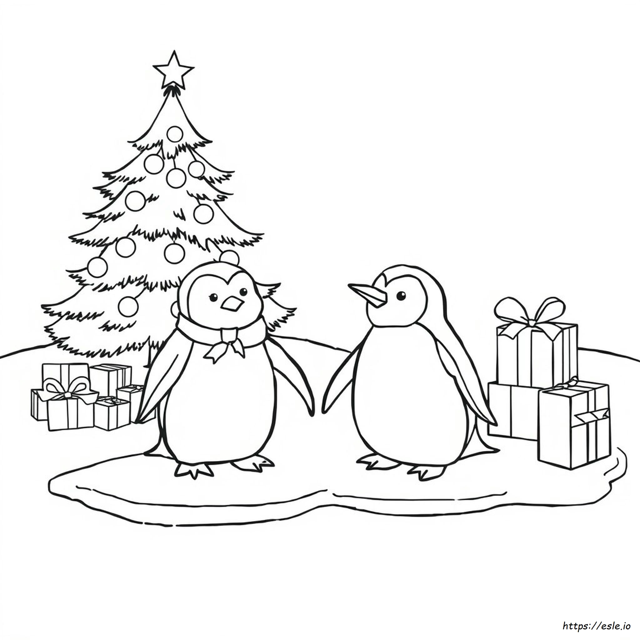Holiday Penguin Coloring Pages