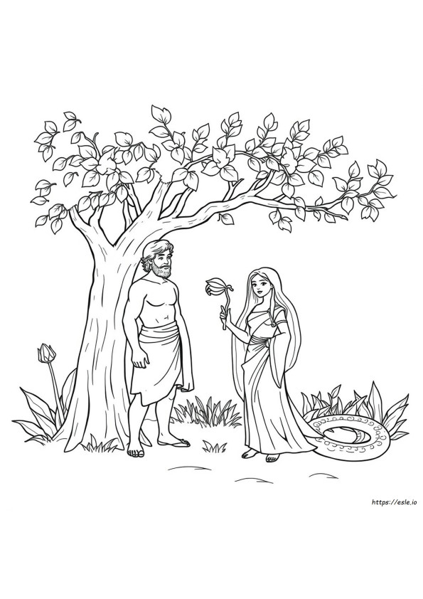 Adam Dan Hawa Di Taman Eden Gambar Mewarnai