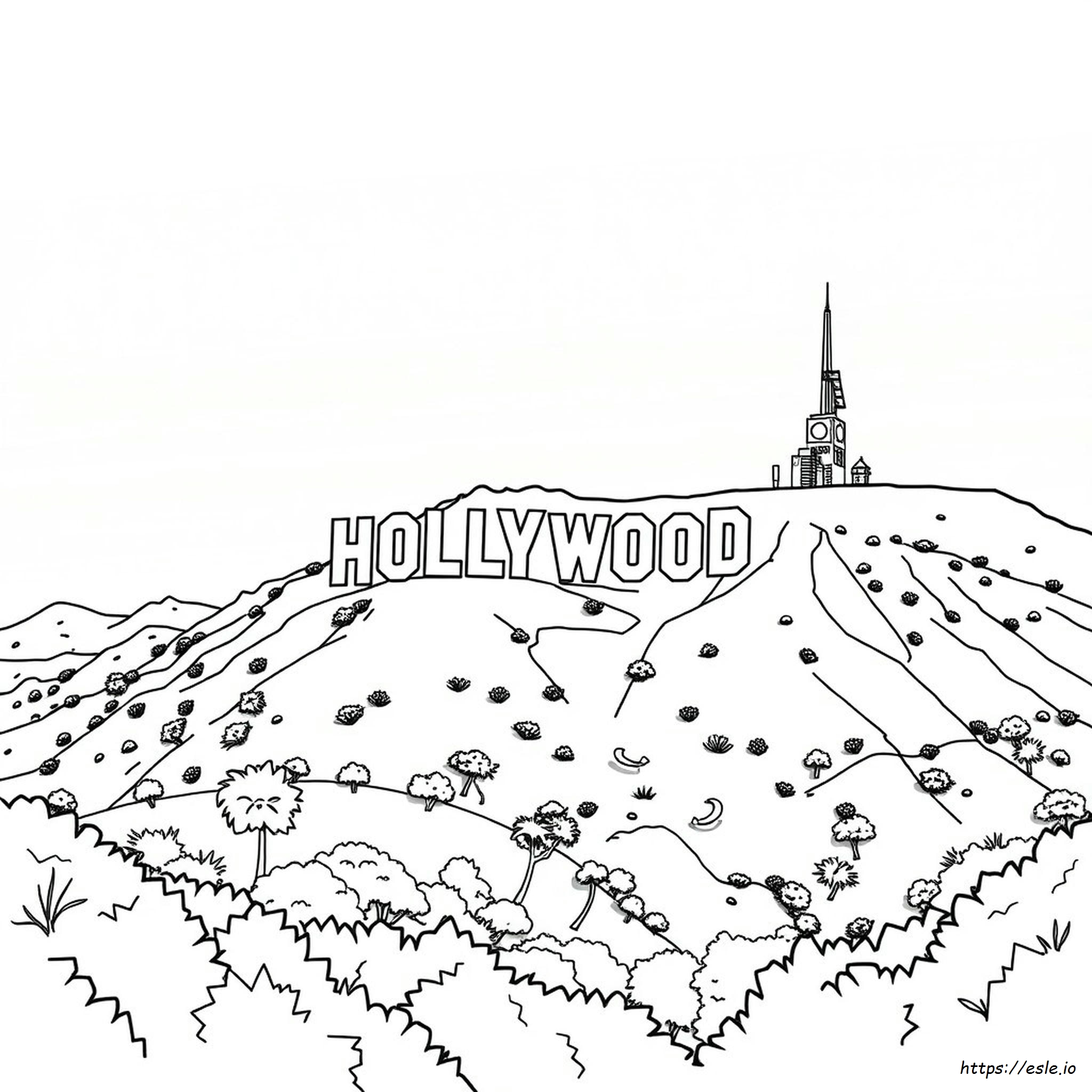 Hollywood Yazısı Boyama Sayfası