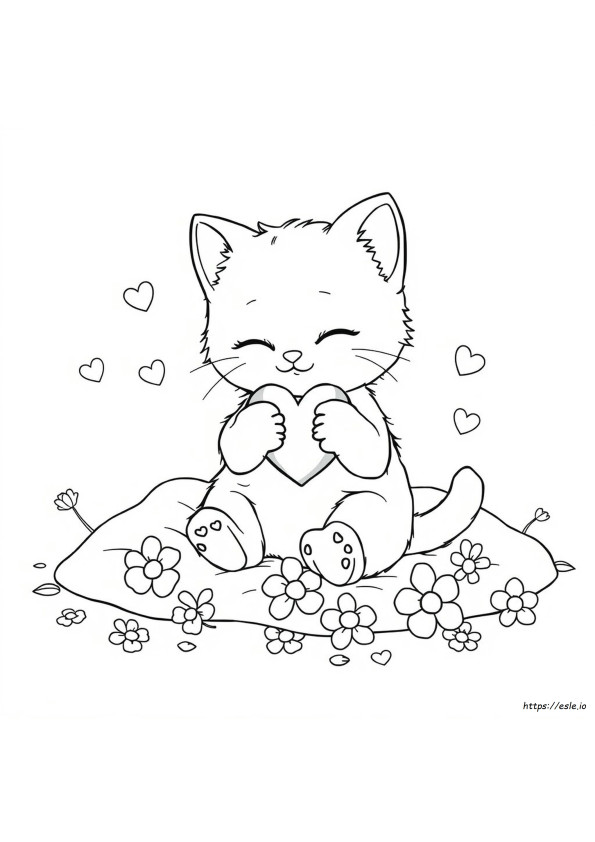 Gambar Mewarnai Kucing Valentine